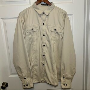 Outdoor Series Button Down Shirt for Men XXL Cream Casual Long Sleeve Outdoors